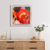 Yellow and Violet Flowers B - High Resolution Giclee Printed Canvas Framed in Contemporary Clear Acrylic Frame